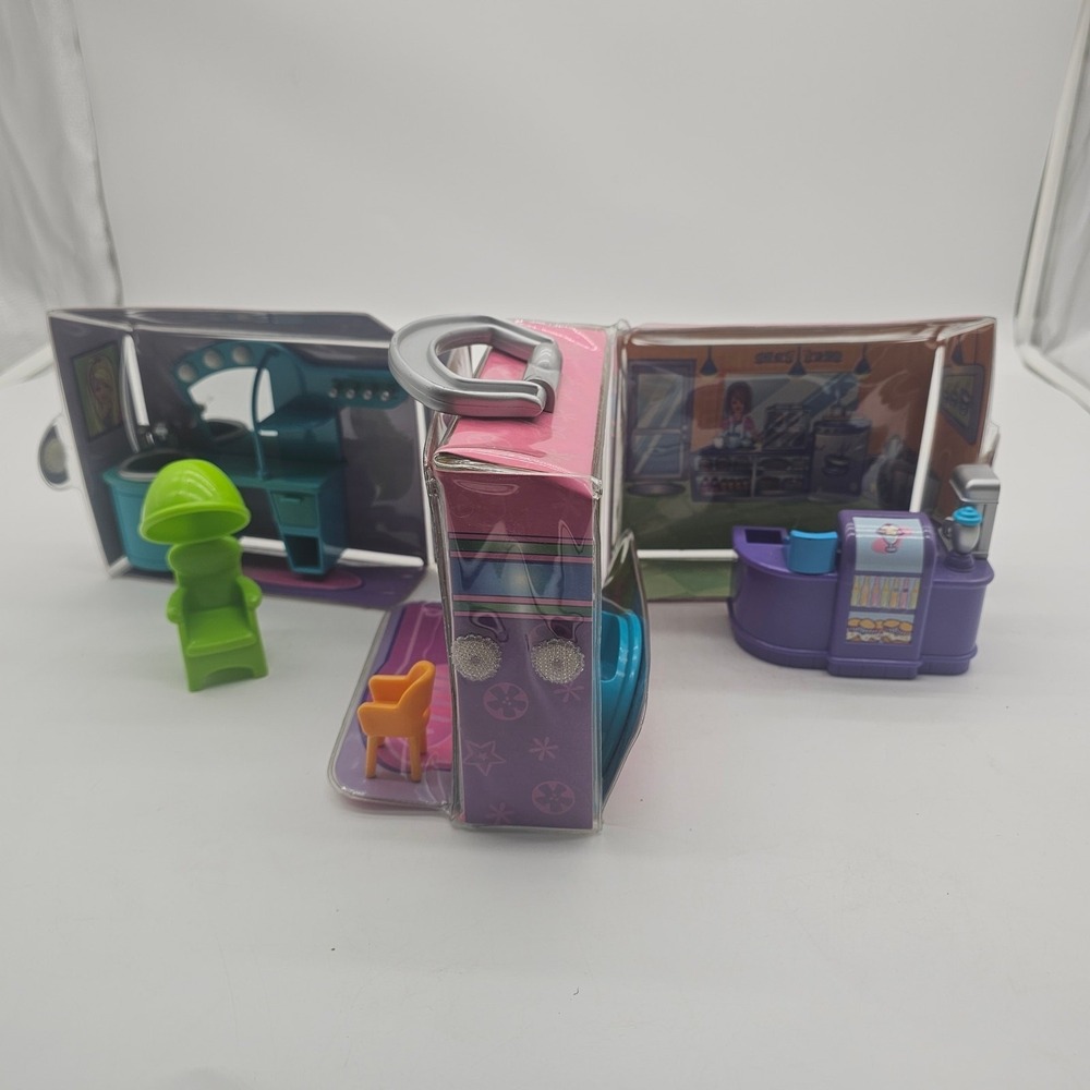 Vintage 2004 Polly Pocket Fashion Salon Store Mall Folding Case Accessories